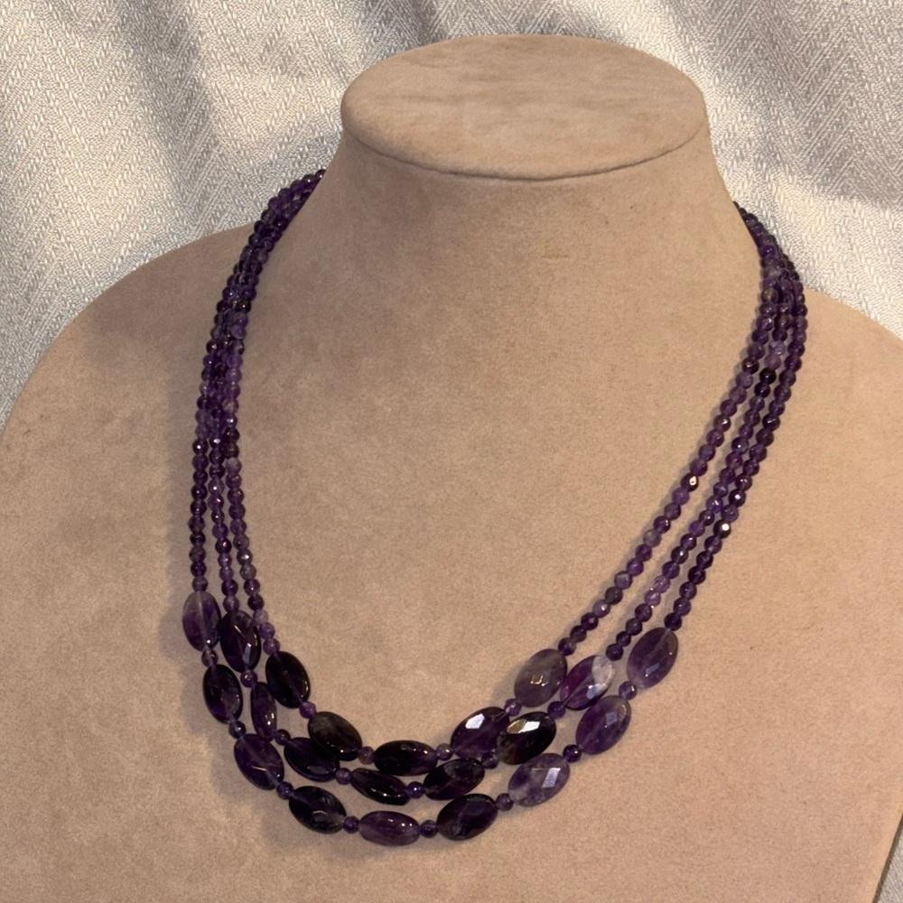 Jay King DTR 925 Necklace Amethyst Multi Strand Sterling Silver Purple - Picture 2 of 13